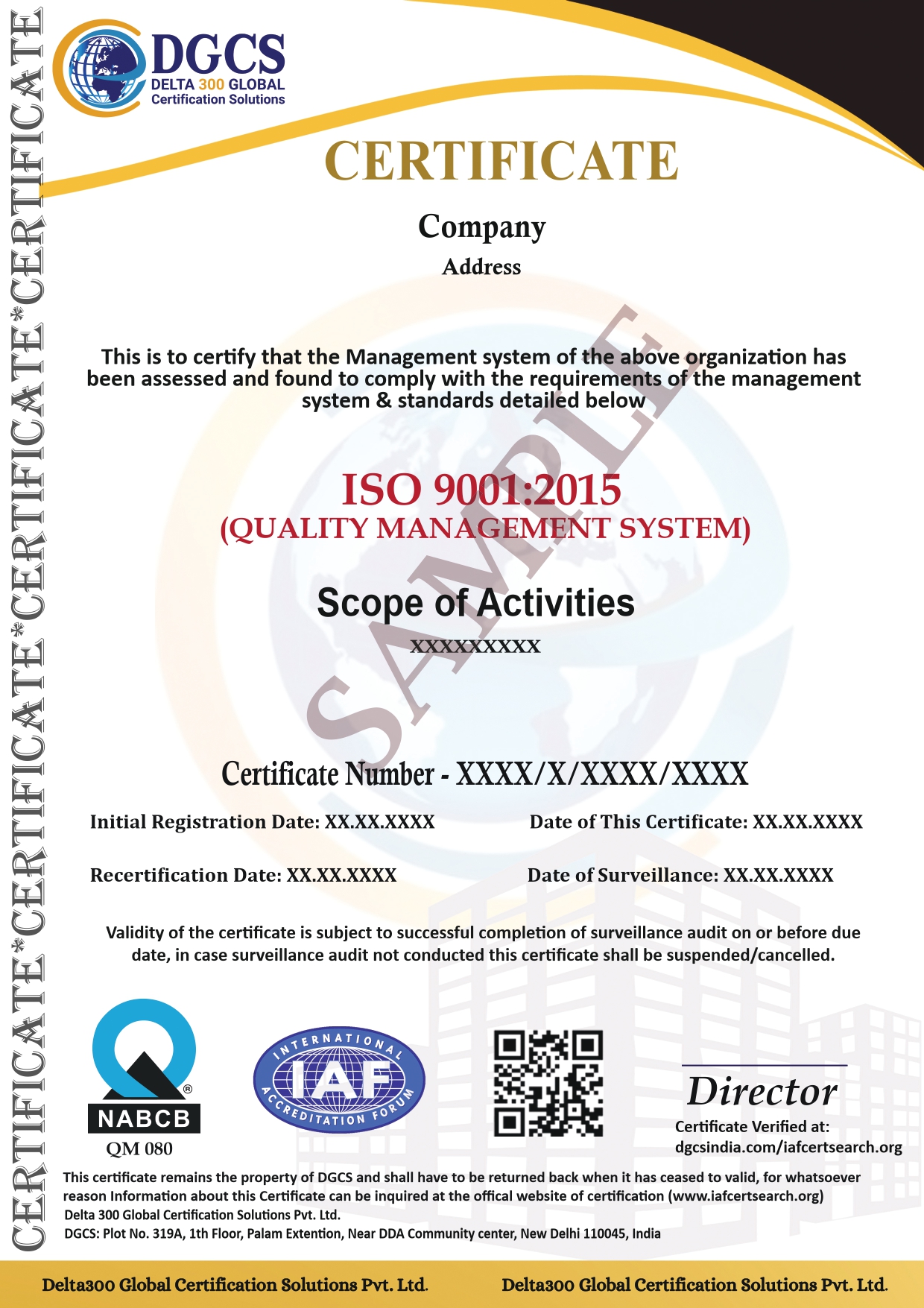 Sample ISO Certificate